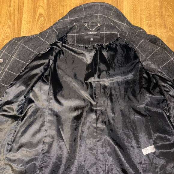 LUCKY BRAND Zip Front Check Wool Blend Coat-Black/Gray-SZ MED - Picture 4 of 4